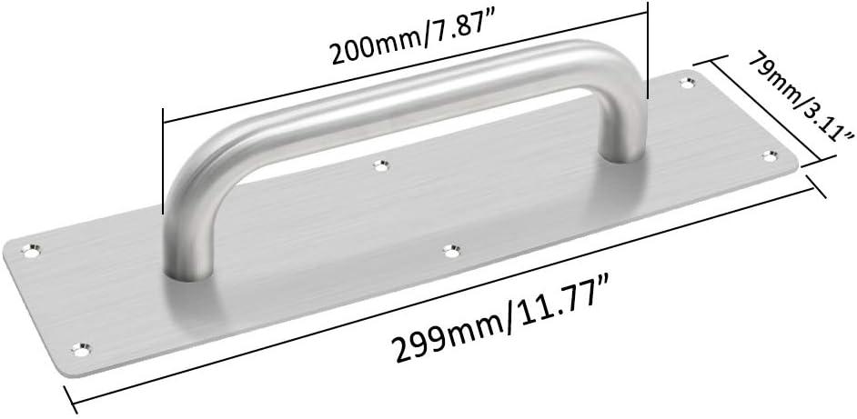 BTMB Stainess Steel Door Handle Pull Plate Commercial Door Handle,Pack of 2 (299x80mm/11.77''x3.15'')