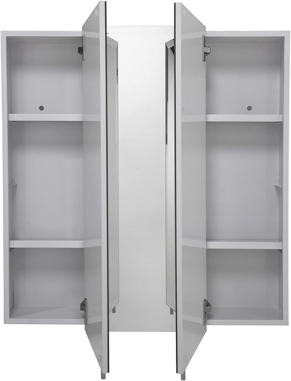 Croydex Wellington Double Door Aluminium Bathroom Medicine Cabinet in White (24x24in)