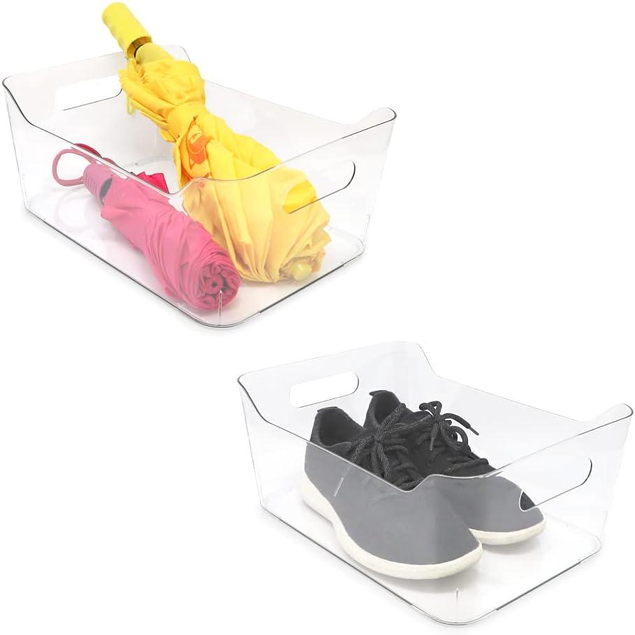 Isaac Jacobs 2-Pack Large Clear Storage Bins with Handles, BPA-Free, Fridge/Freezer/Food Safe