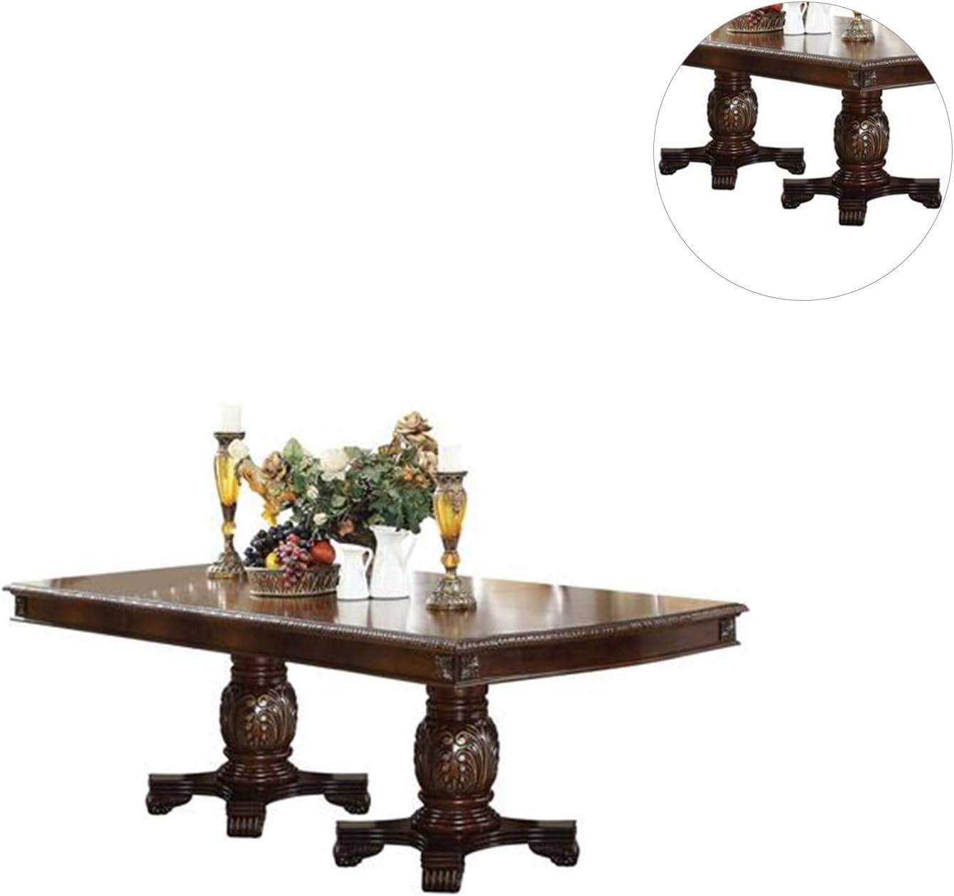 Acme Furniture Chateau De Ville 96" Double Pedestal Dining Table, Espresso