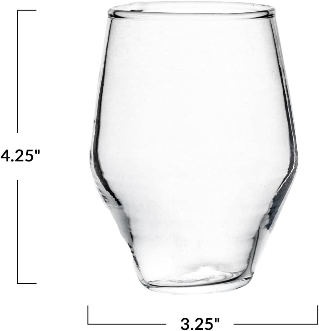 Creative Co-Op 3.25 Inches Round Drinking Glass, Clear, Set of 6