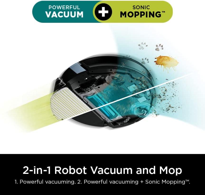 Shark AI Ultra Robot Vacuum and Mop with Matrix Clean Navigation, CleanEdge Technology, Perfect for Pet Hair, Compatible with Alexa, Black (Renewed)