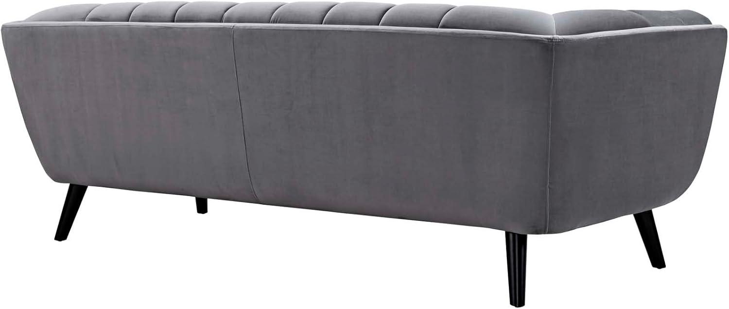 Elegant Gray Velvet Tufted Sofa with Track Arms