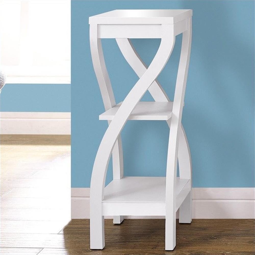 Monarch Specialties Accent Table, Side, End, Plant Stand, Square, Bedroom, White Laminate