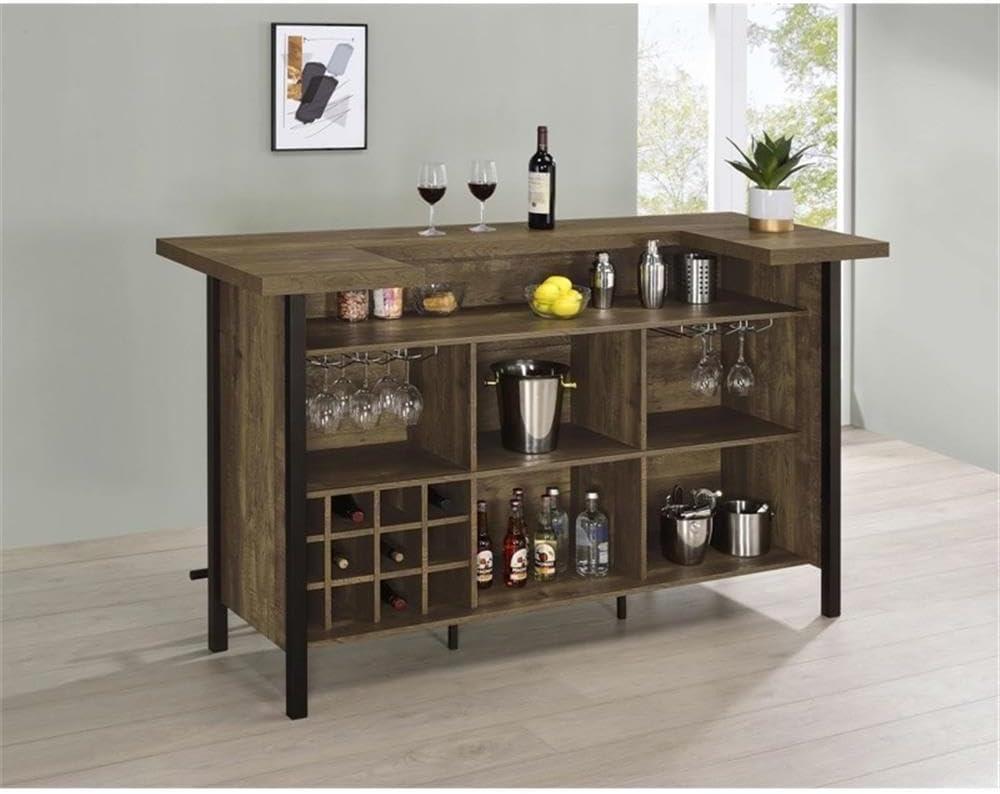 Coaster Bellemore Wood Rectangular Storage Bar Unit Rustic Oak