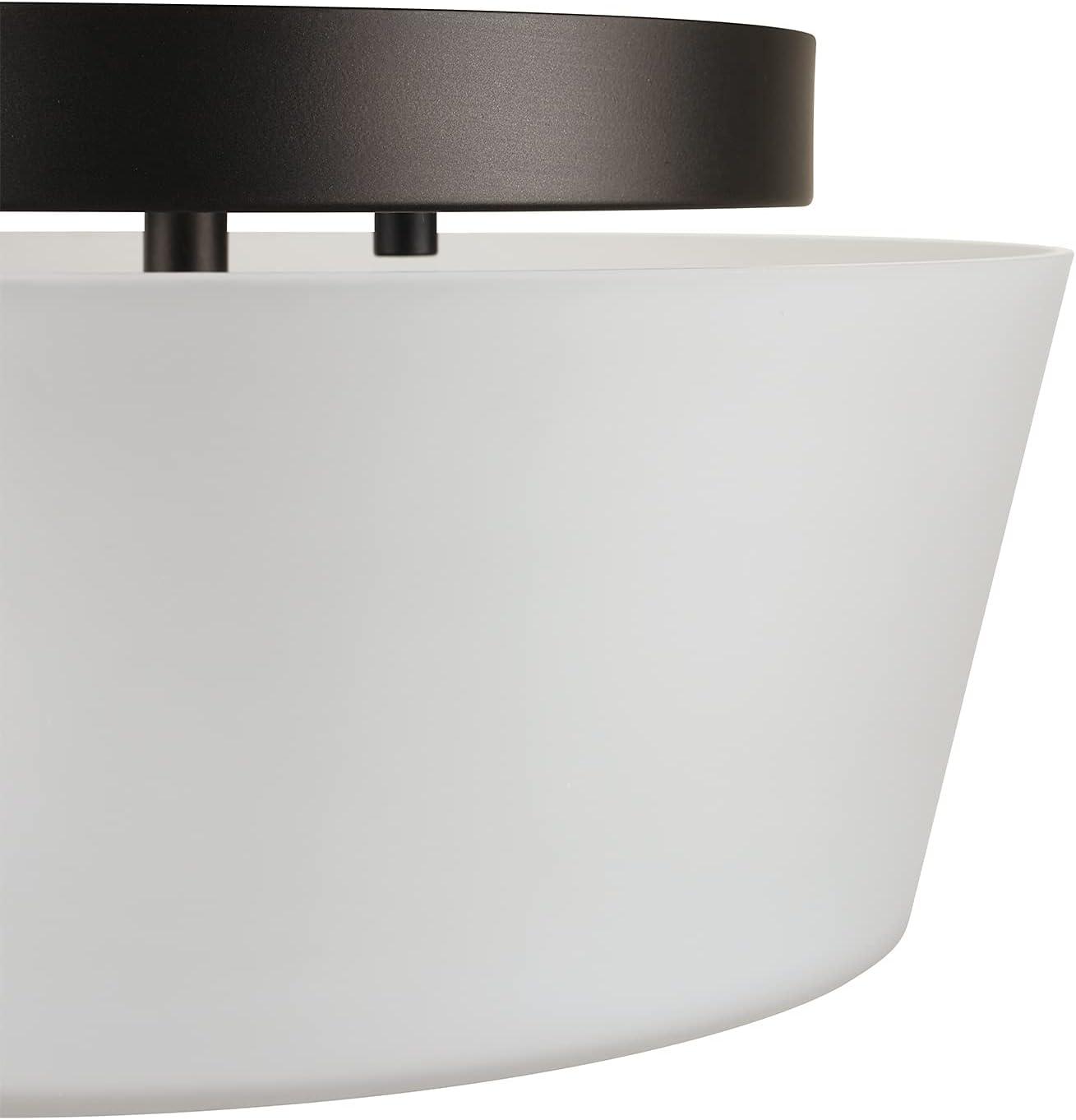 Jones 2-Light Bronze Flush Mount Ceiling Light with Frosted Glass Shade - one size