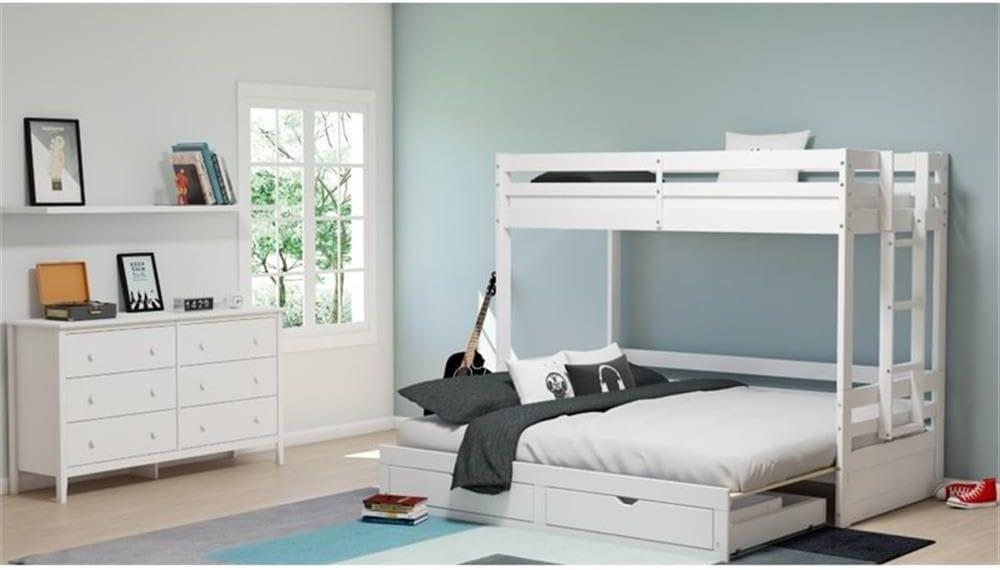 Alaterre Furniture Simplicity 6-Drawer Dresser for Kids Bedroom, Sturdy Brazilian Pine and Pine Veneers, White Finish with Metal Drawer Glides