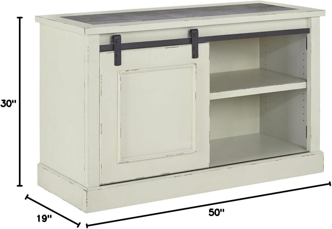 Distressed White and Gray 50" Farmhouse Office Credenza