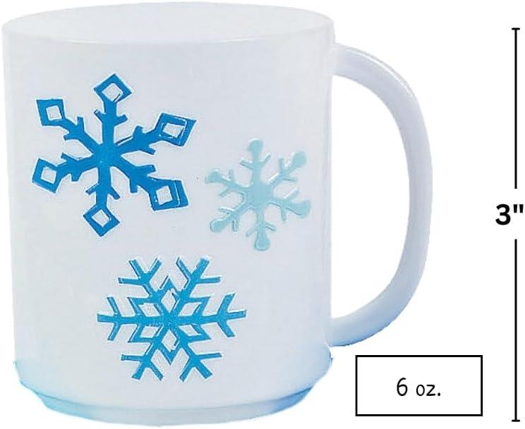 Set of 12 Blue and White Plastic Winter Snowflake Mugs