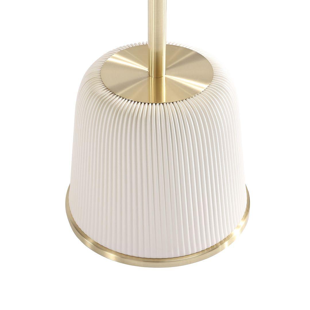 Manhattan Comfort 2pc Anderson Leatherette Upholstered Coffee Table and End Table with Metal Top Set Cream: Gold Finish, No Assembly Required