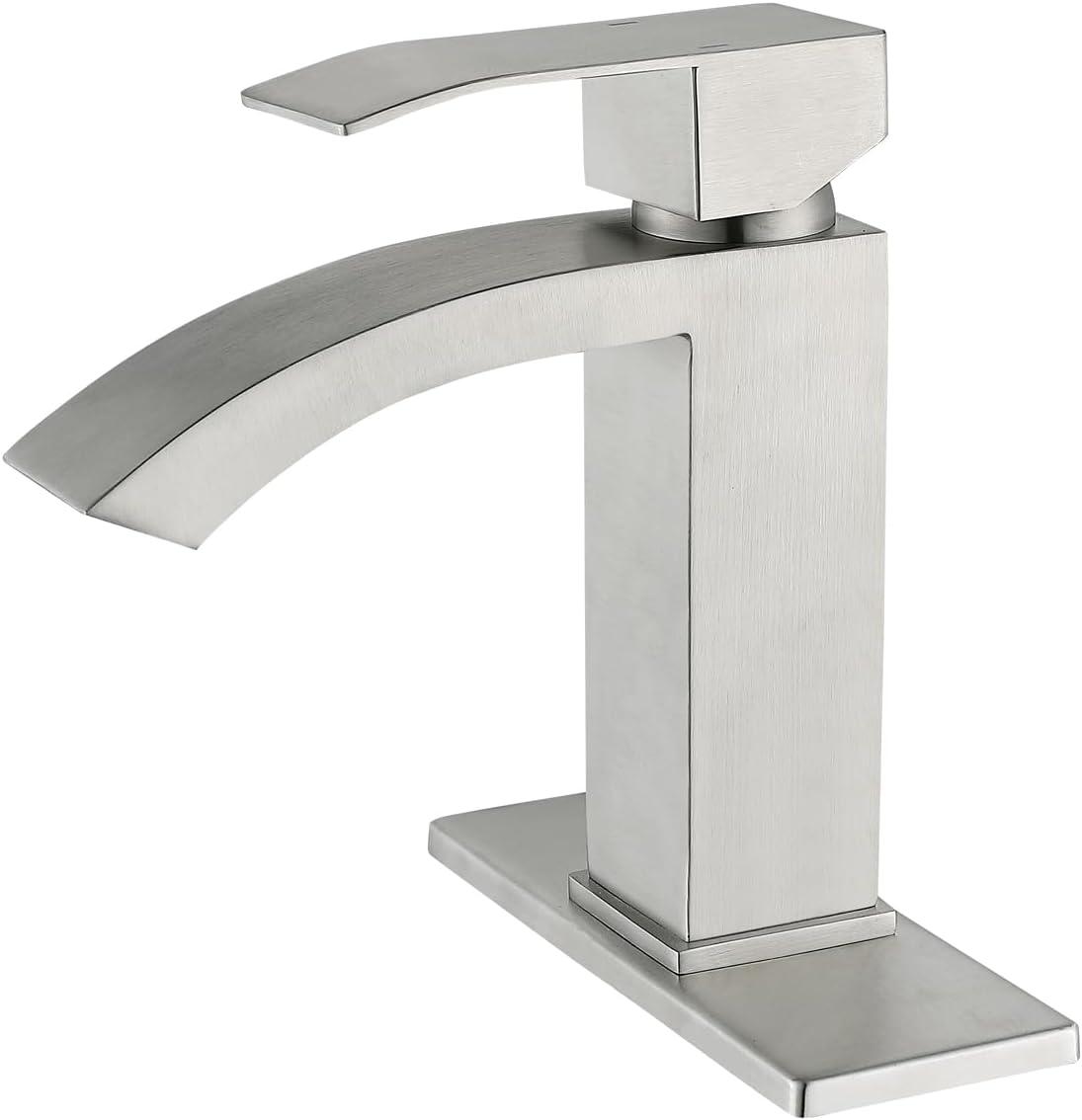 Brushed Nickel Single Handle Waterfall Bathroom Faucet