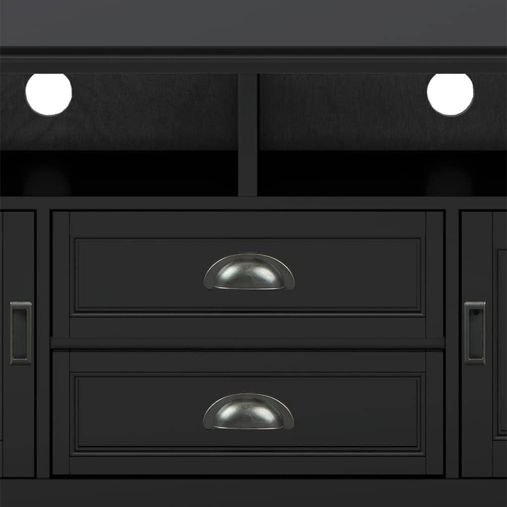 Simpli Home Burlington 72"W Solid Wood TV Stand for TVs up to 80" with 4 Cabinets