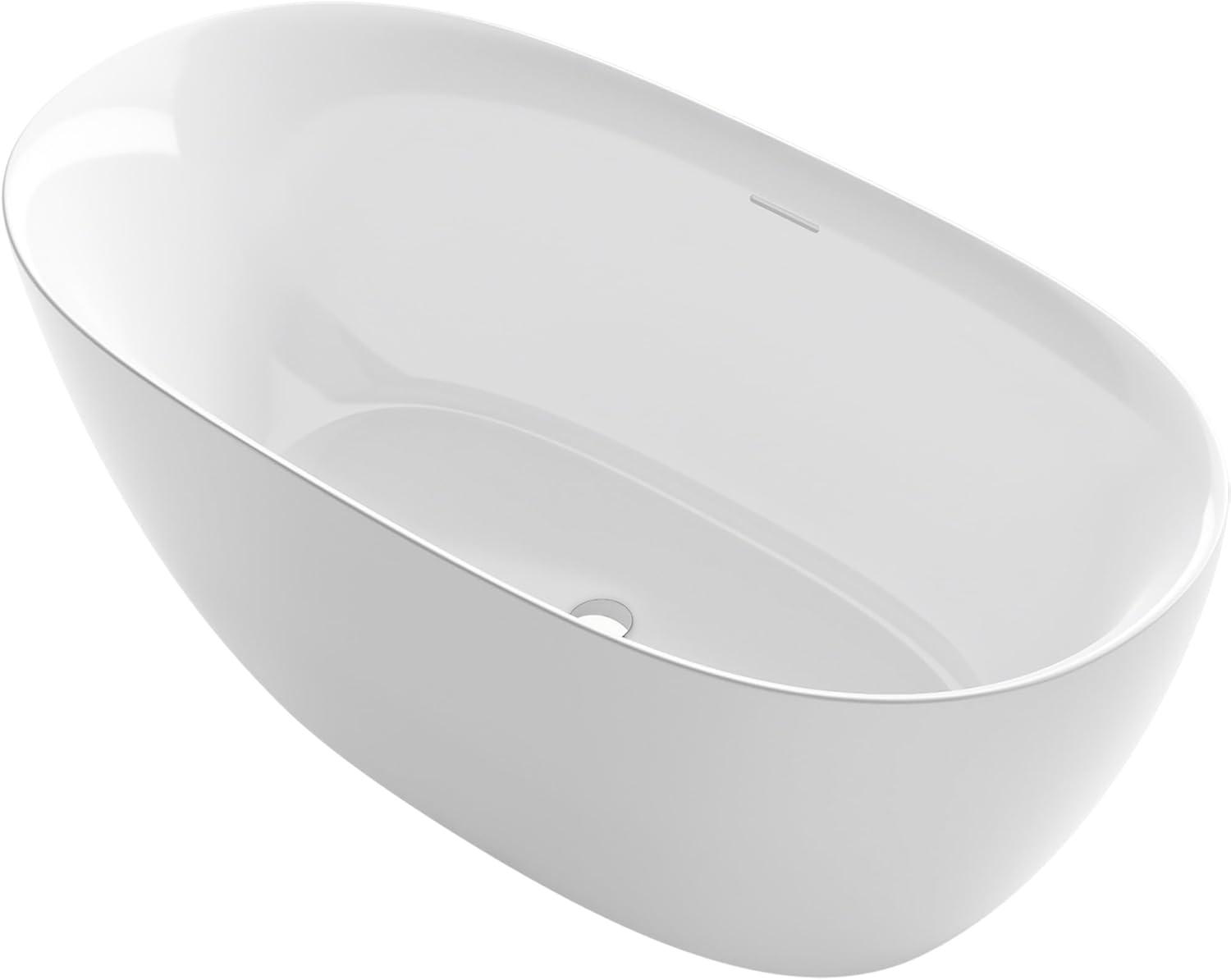 White Oval Freestanding Acrylic Soaking Bathtub