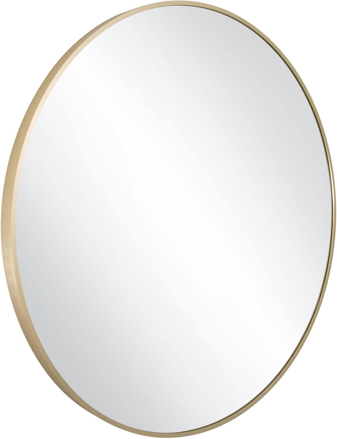 Design House Kenna Round Wall Mirror with Gold Metal Frame-24-inch