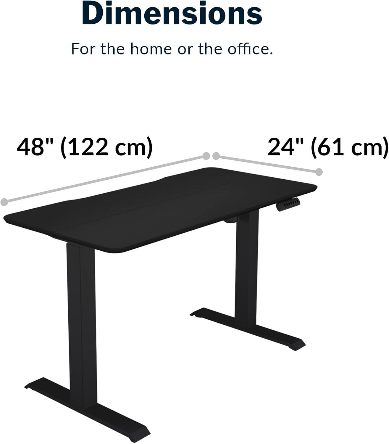 Vari Standing Desk with Adjustable Height for Home Office Stand Up Table, 48” x 24” Black