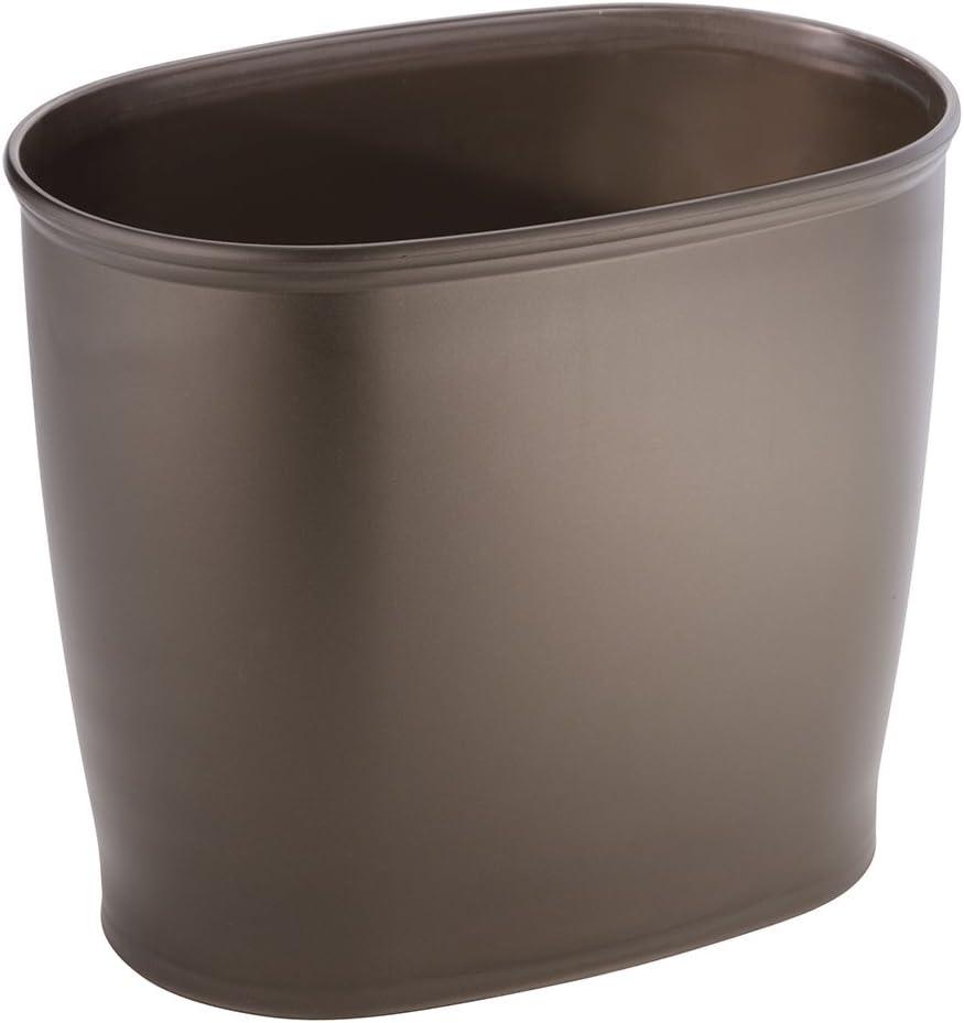 iDesign Kent Oval Waste Can, Trash Can for Bathroom, Bedroom, Office - Bronze