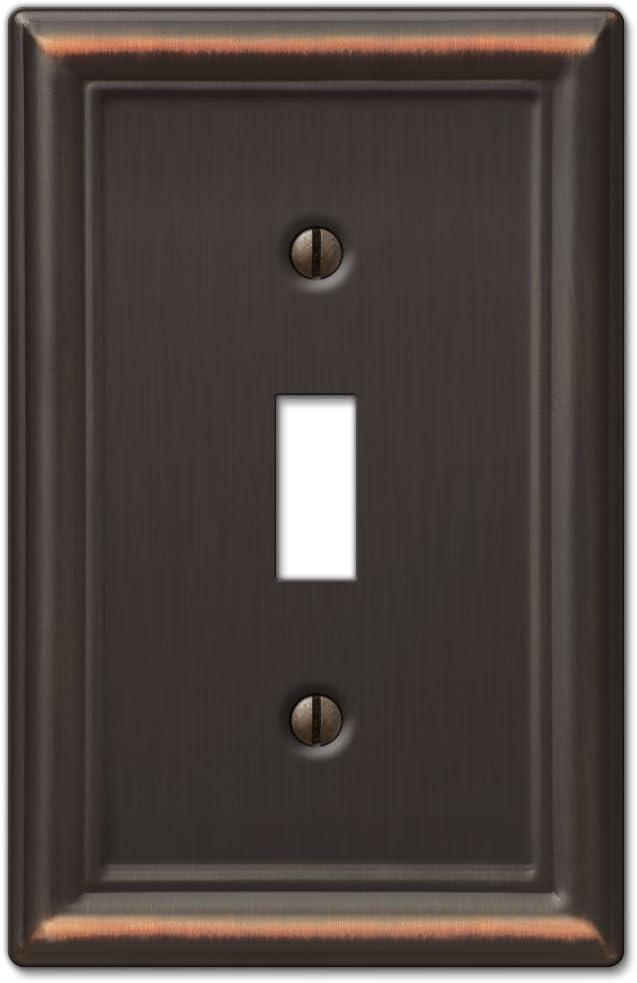 Amerelle Chelsea Aged Bronze 1 gang Stamped Steel Toggle Wall Plate 1 pk