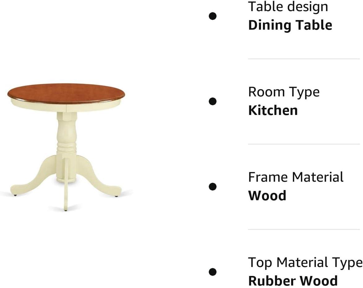 Eden 30" Round Buttermilk & Cherry Rubber Wood Dining Table