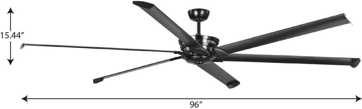 Huff Collection Indoor/Outdoor 96" Six-Blade Black Ceiling Fan