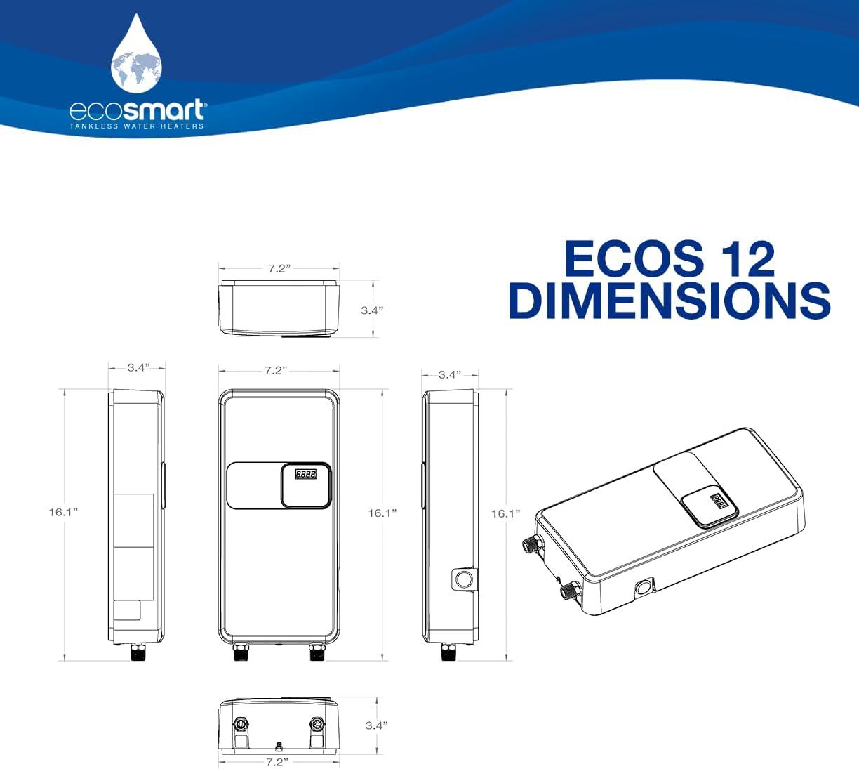 EcoSmart White Electric Tankless Water Heater with Digital Display