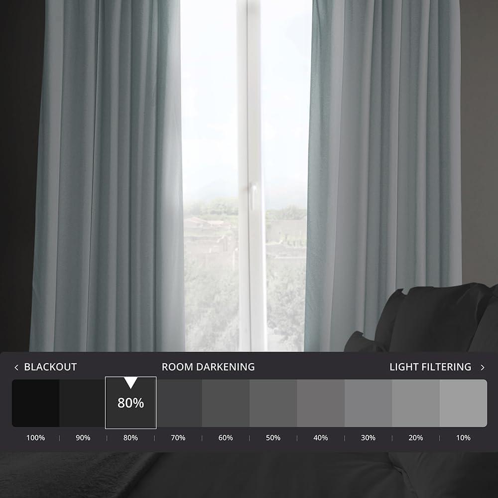 Half Price Drapes Aquarius Blue Heritage Plush Velvet Room Darkening Curtains (1 Panel), 50W X 108L