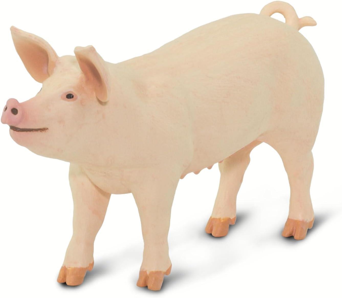 Safari Ltd. Large White Pig - Realistic 4" Farm Animal Figure - Educational Toy for Boys, Girls, & Kids Ages 3+
