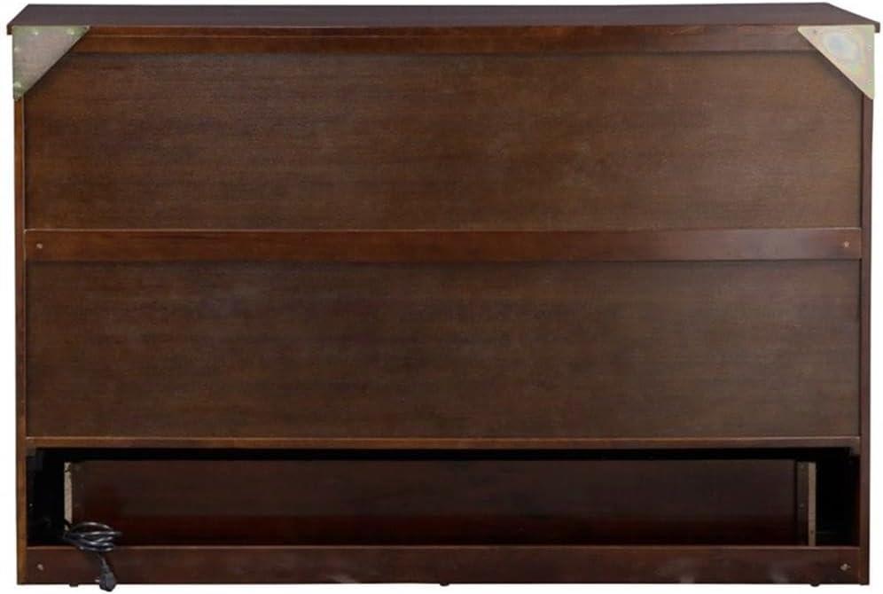 Queen Deerfield Murphy Bed Chest with Charging Station Walnut - AFI: Space-Saving Design, No Box Spring Needed
