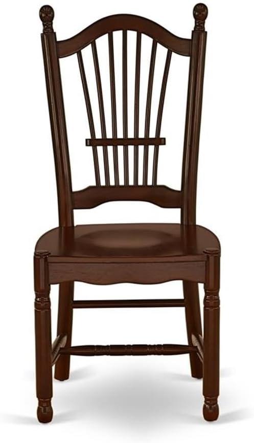 East West Furniture Dover 11" Wood Dining Chairs in Mahogany (Set of 2)