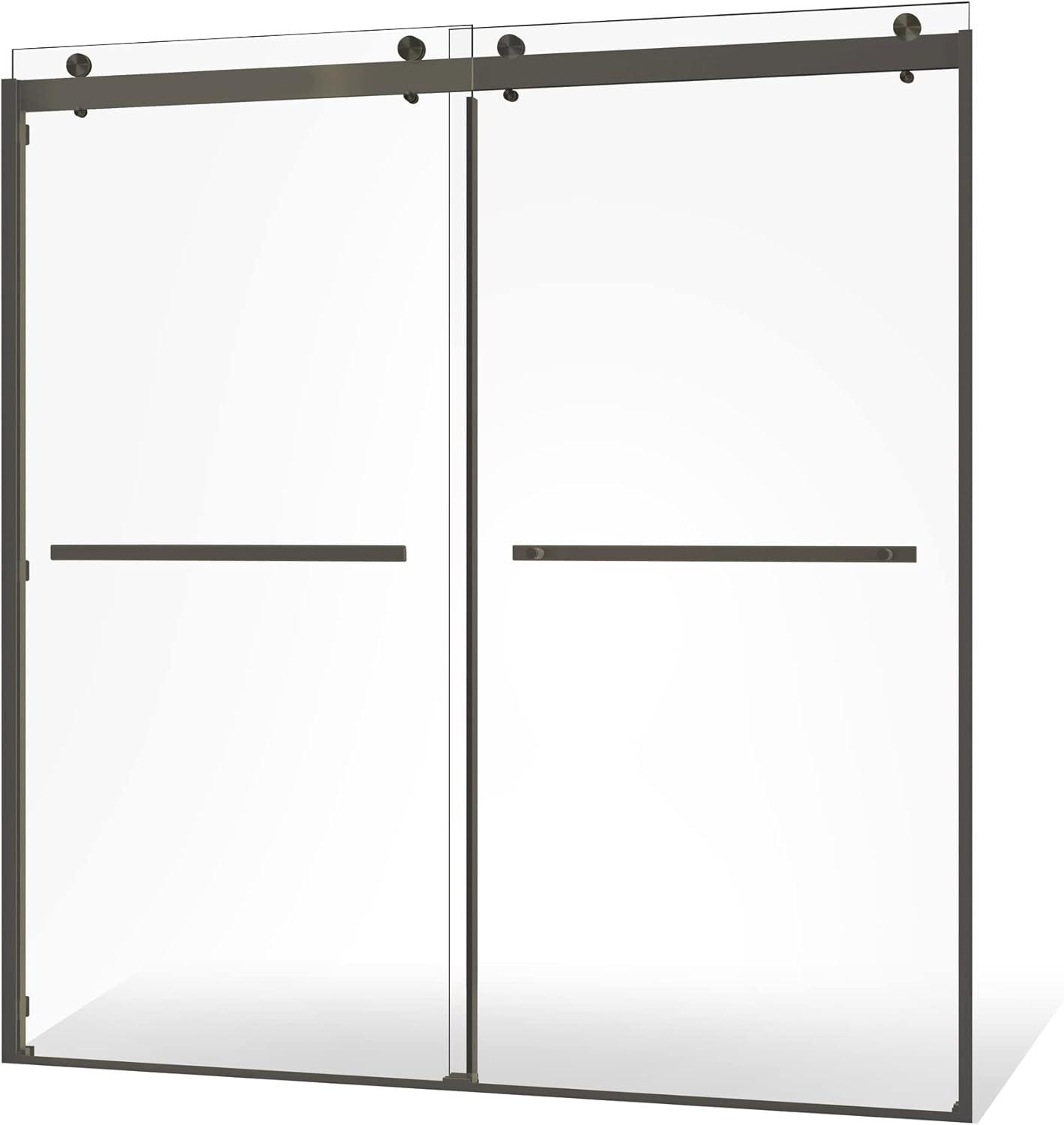 Portofino 48" x 79" Frameless Double Sliding Shower Door with Brushed Nickel Finish