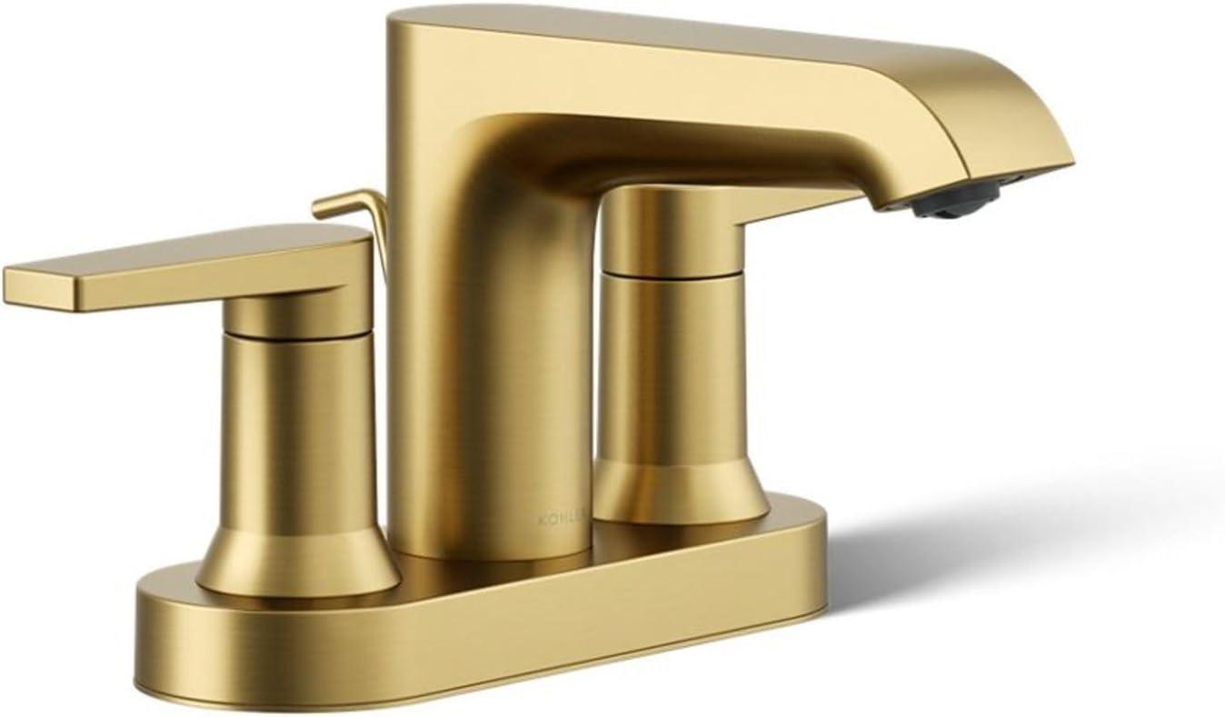 Kohler Hint Centerset 4 inch Bathroom Faucet with Pop-Up Drain Assembly, 2-Handle Bathroom Sink Faucet, 1.2 gpm