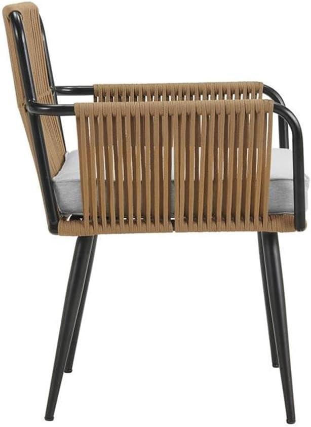 Alaterre Alburgh Outdoor Dining Chair - Aluminum Set of 2 - with Cushion - Black and Gray