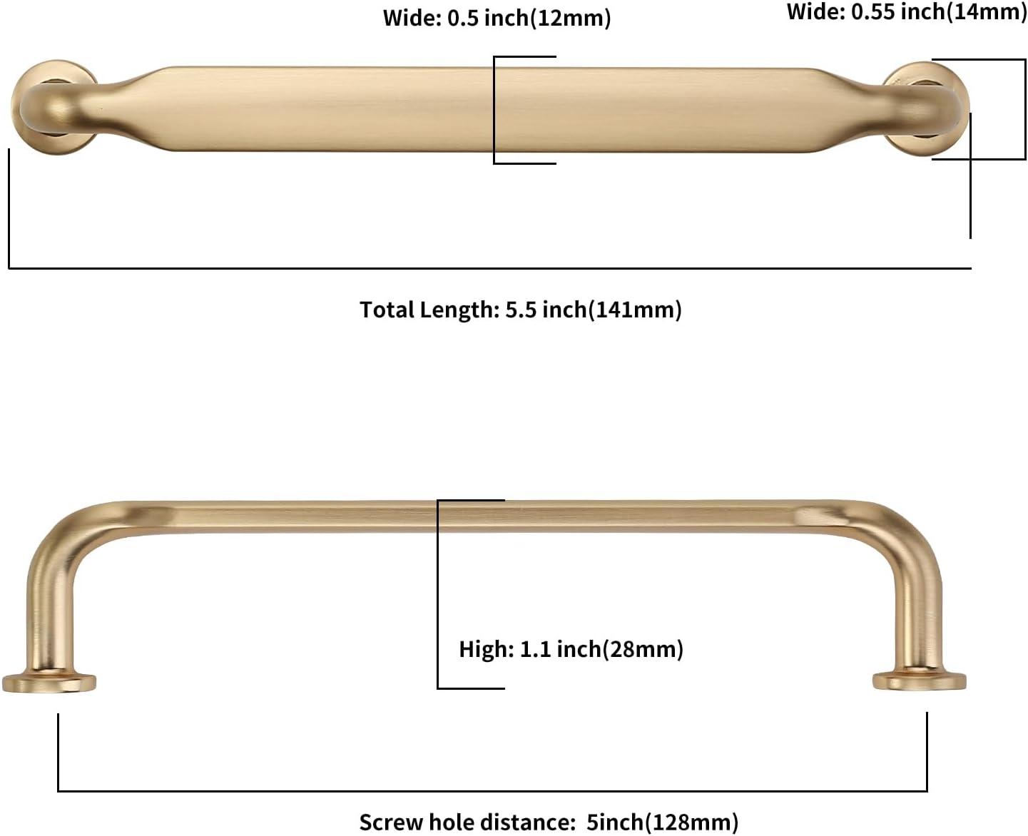 5-Inch Brushed Brass Modern Cabinet Pulls with Mounting Hardware