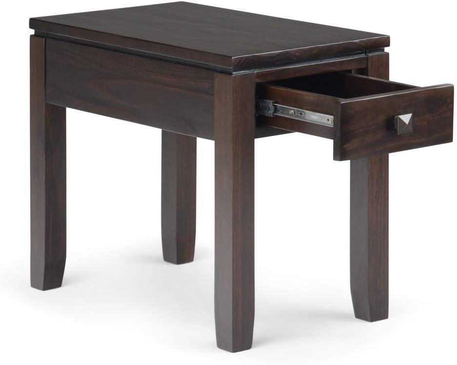 Simpli Home Cosmopolitan Solid Wood Narrow End Table in Mahogany Brown