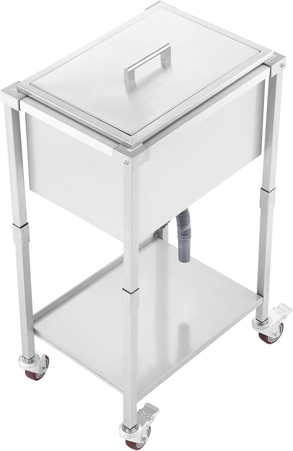 VEVOR 32qt Rolling Ice Chest Cooler Cart Outdoor Stand Up Cooling Bin on Wheels