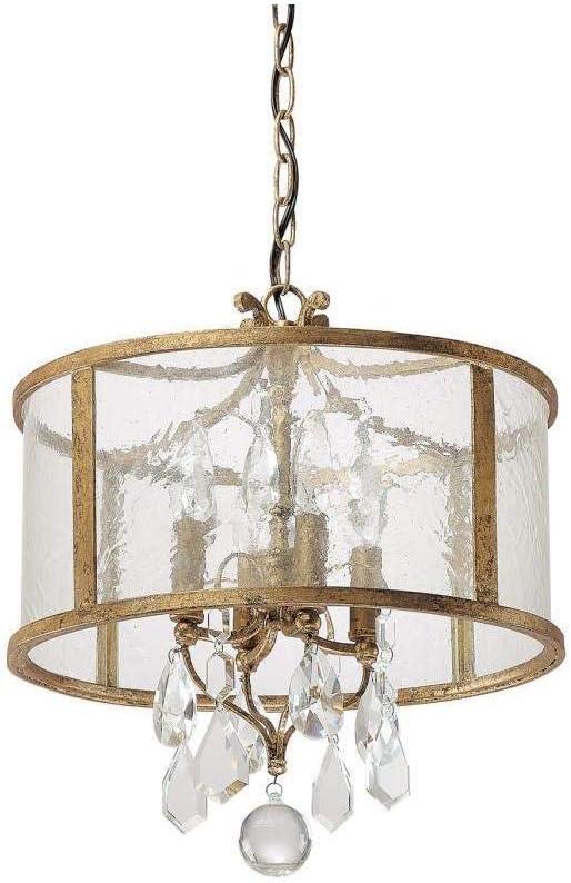 Antique Gold Blakely 4-Light Pendant with Antiqued Water Glass