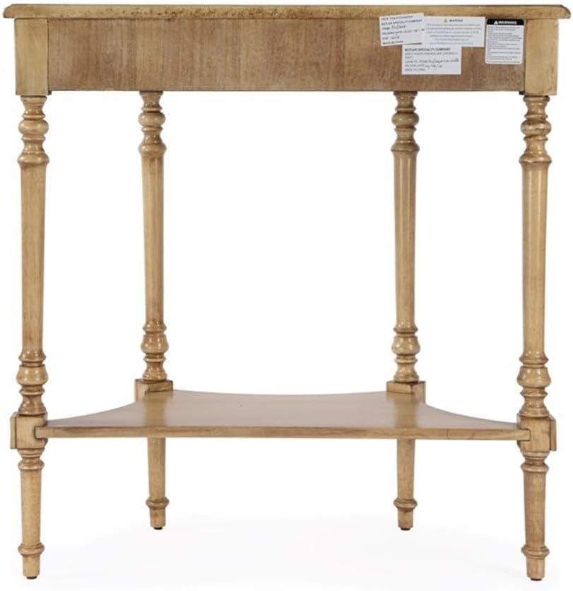 Antique Beige Wood Demilune Console Table with Storage