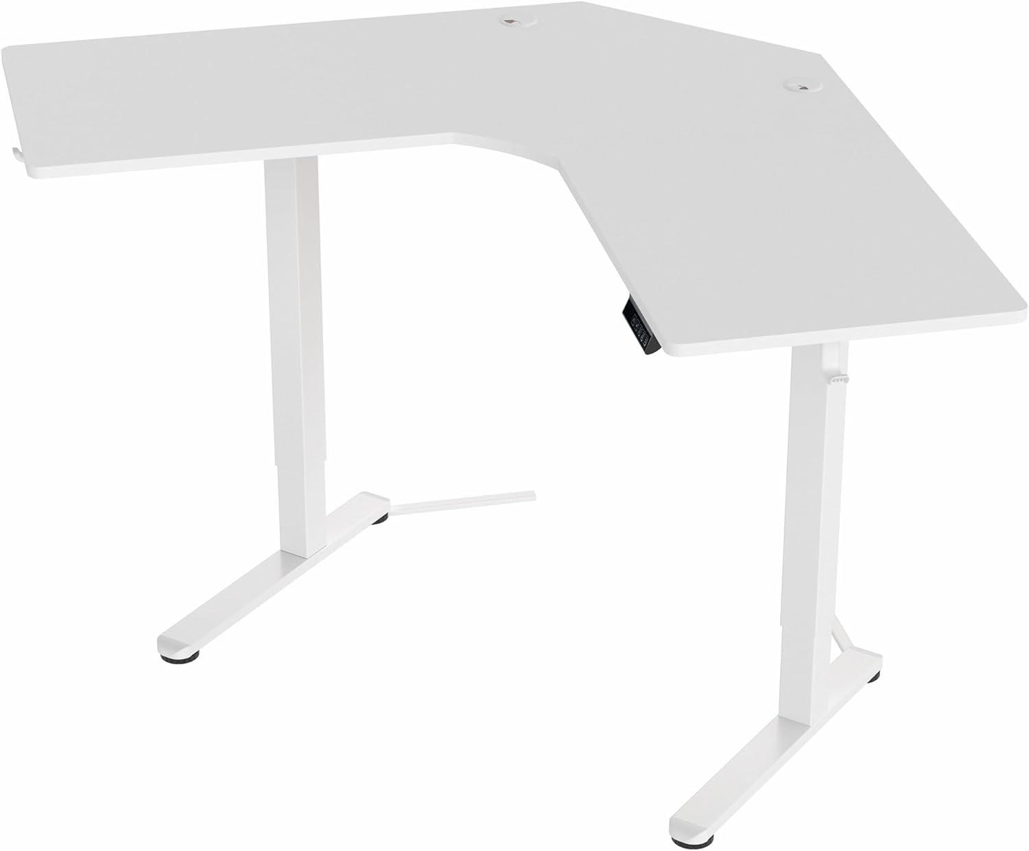 VIVO White Electric 47" x 47" Corner Standing Desk, L-Shaped Workstation