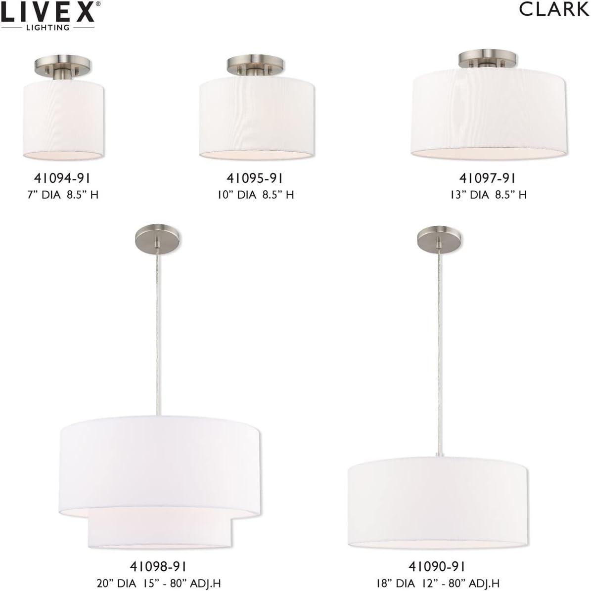 Clark 10" Indoor/Outdoor Brushed Nickel Drum Ceiling Light