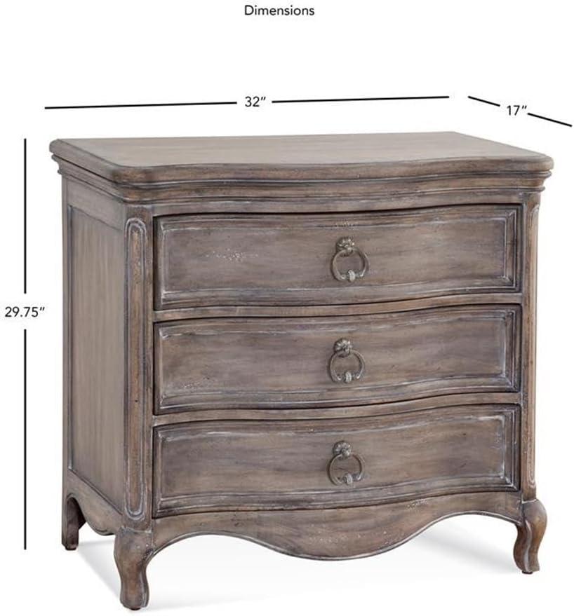 Pemberly Row Contemporary Antique Gray Wood 3-Drawer Nightstand