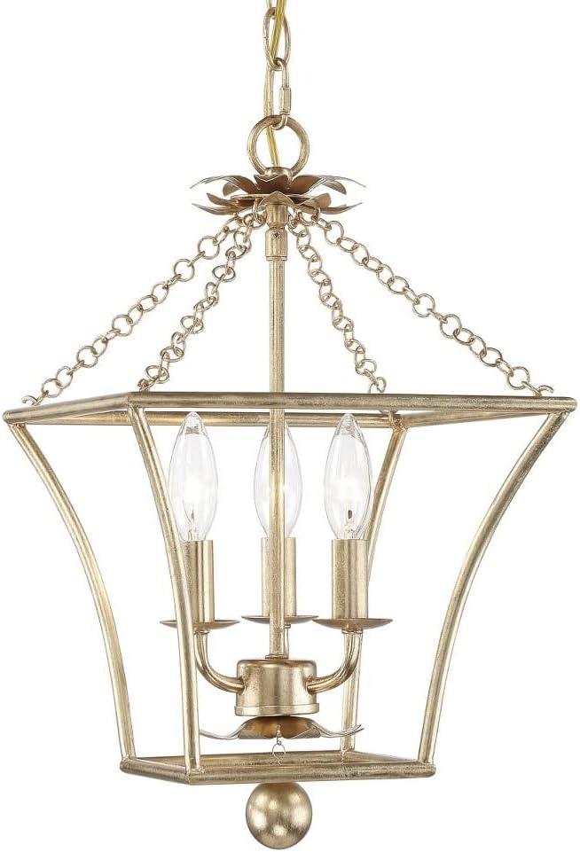 Crystorama Broche 3 Light Antique Gold Lantern - 11'' W x 17'' H