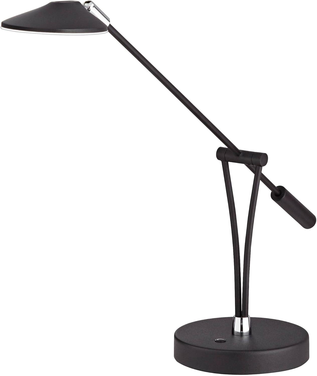 360 Lighting Modern Desk Table Lamp with USB Charging Port LED 20" High Satin Black Metal Adjustable Arm for Bedroom Office