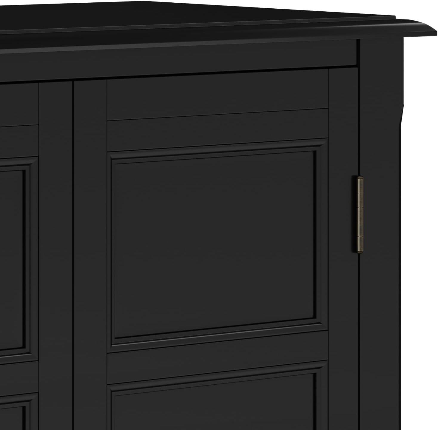 Simpli Home Burlington Solid Wood Low Storage Cabinet In Black