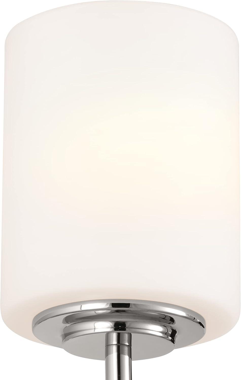 Polished Nickel Cylinder Wall Sconce with Opal Glass Shade