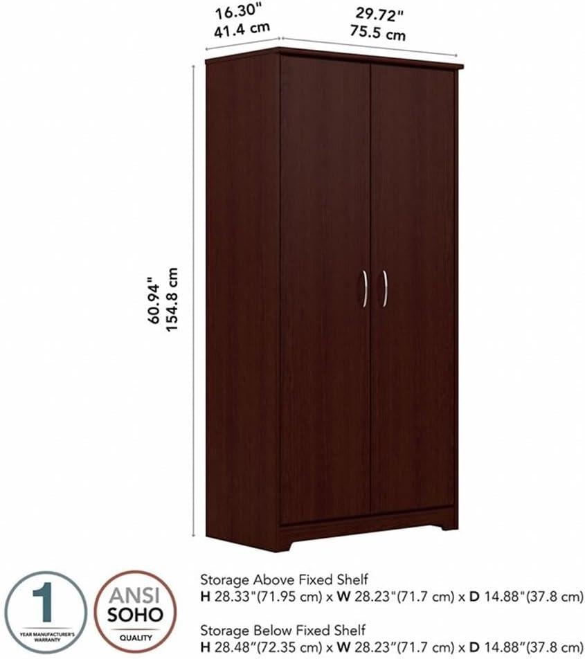 Bush Furniture Cabot Tall Storage Cabinet in Harvest Cherry - Engineered Wood