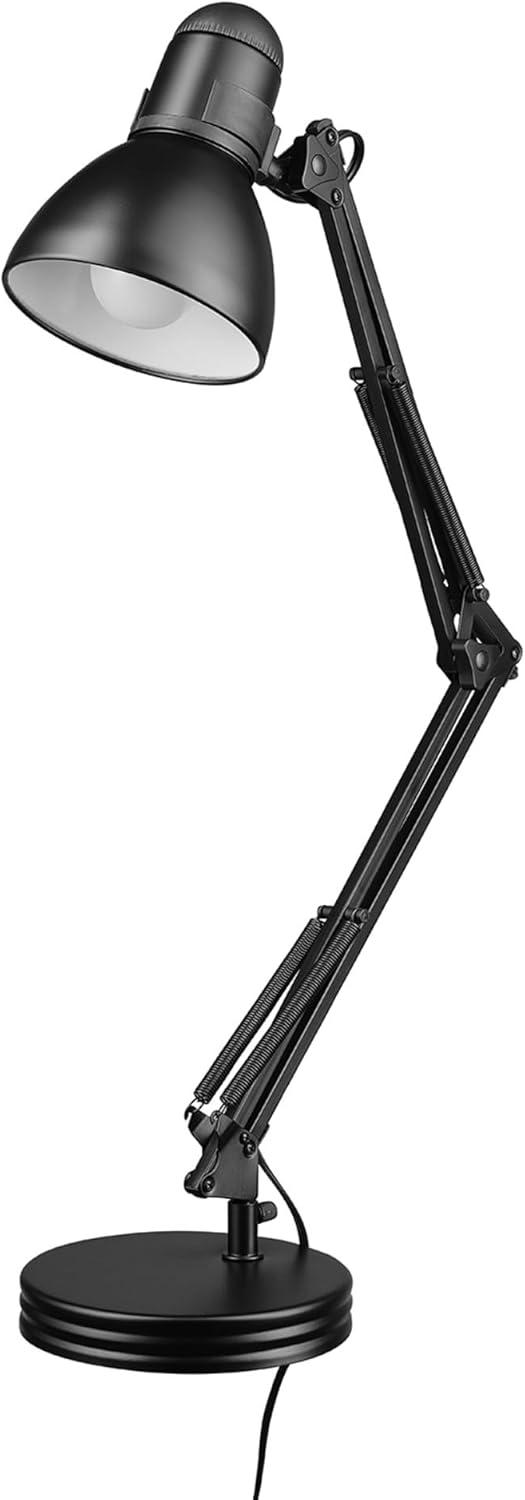 Globe Electric 28" Contemporary Heavy Base Architect Black Swing Arm Desk Lamp, 5698601