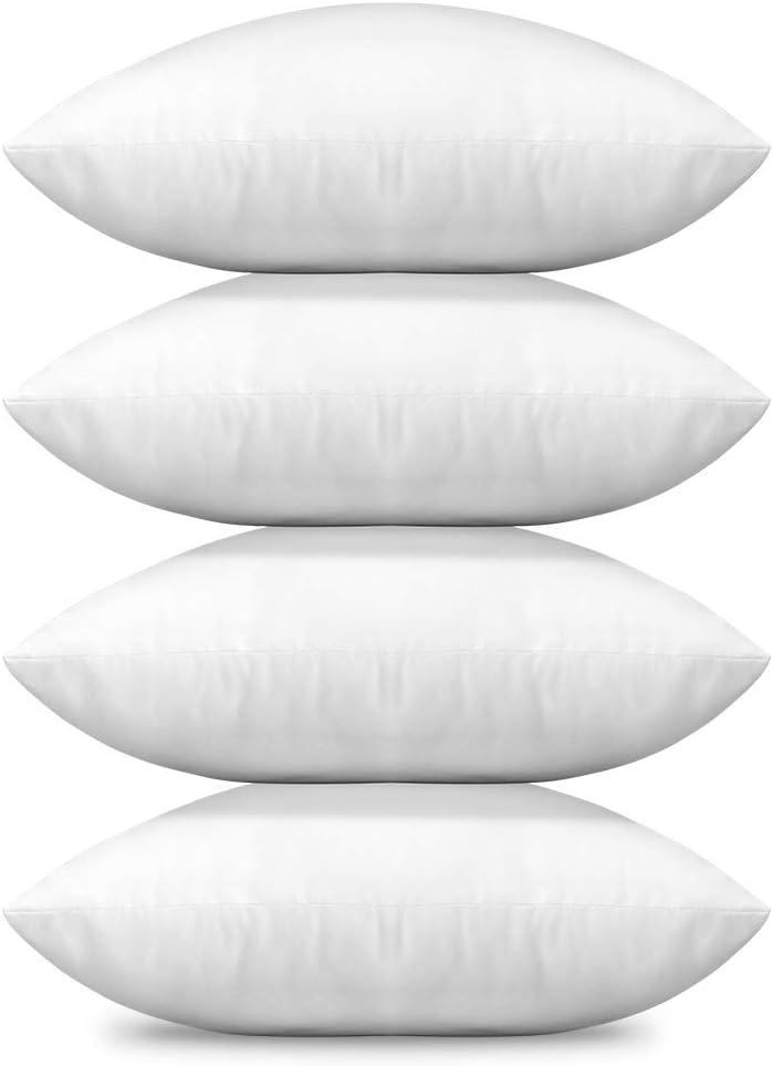 Set of 4 White Polyester 20x20 Throw Pillow Inserts