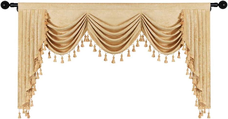 Gold Chenille Waterfall Valance with Rod Pocket