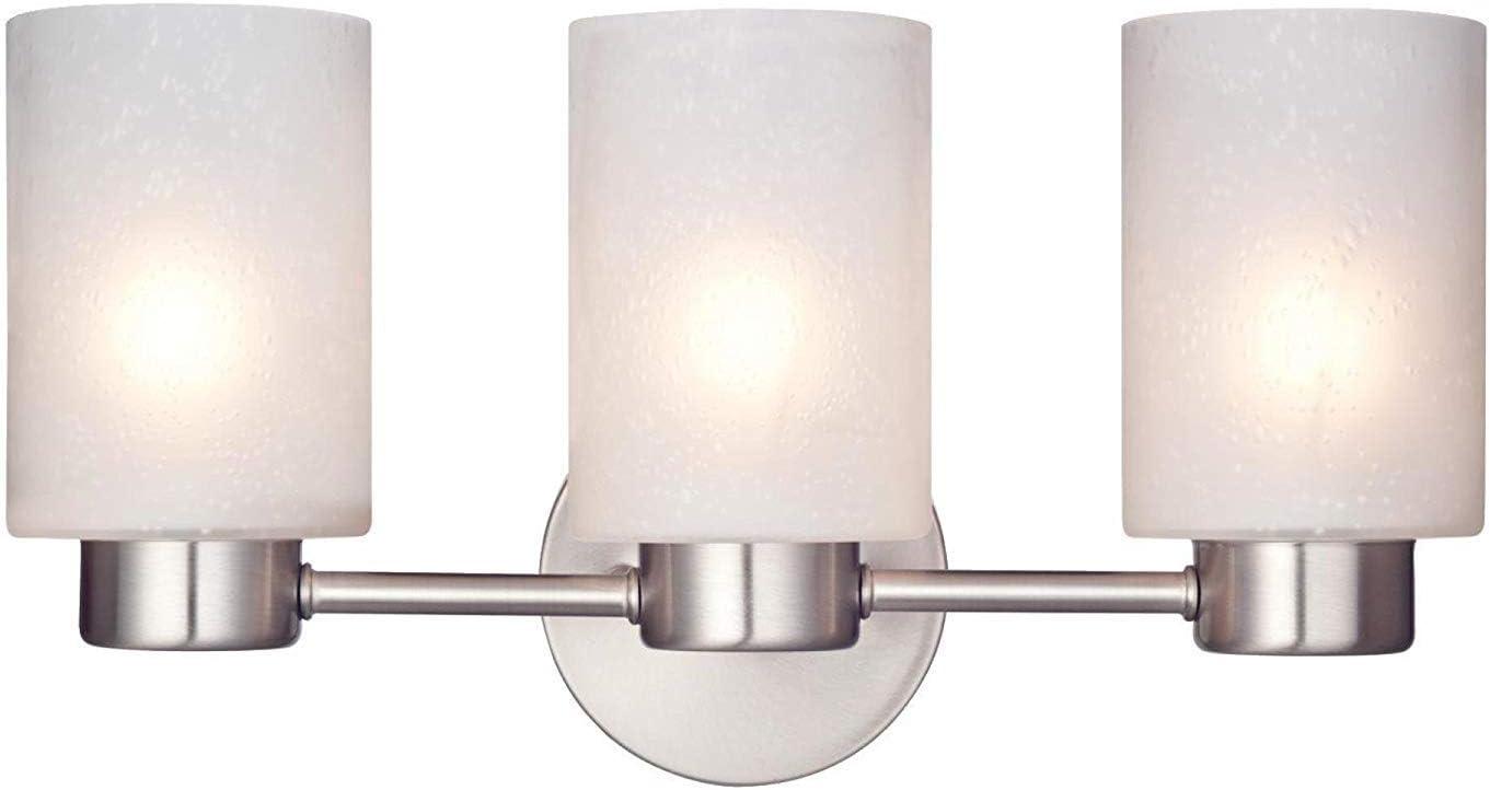 Westinghouse Westinghouse Lighting 6227500 Sylvestre Three-Light Interior Chandelier, Brushed Nickel Finish with Frosted Seeded Glass