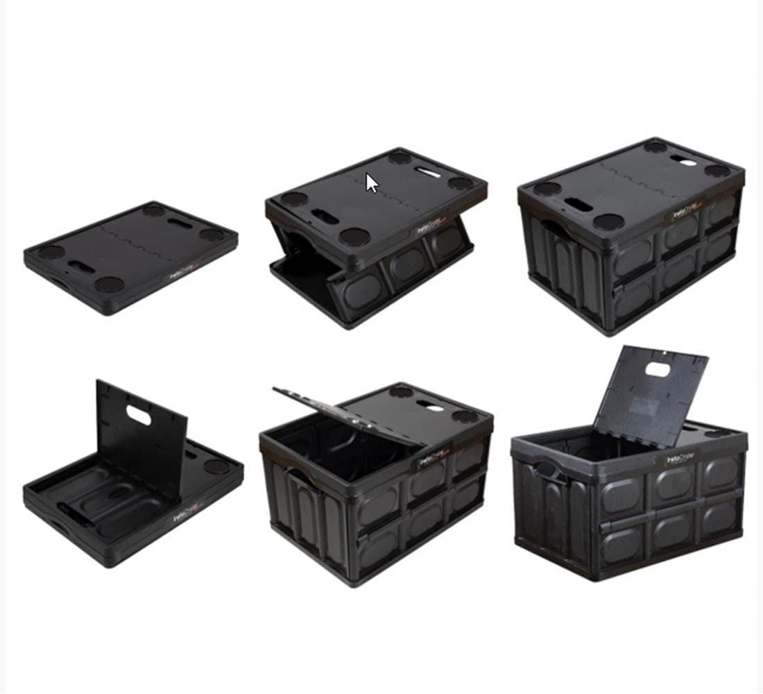 Black Recycled Plastic Collapsible Storage Container with Lid, 16.5 Gallon