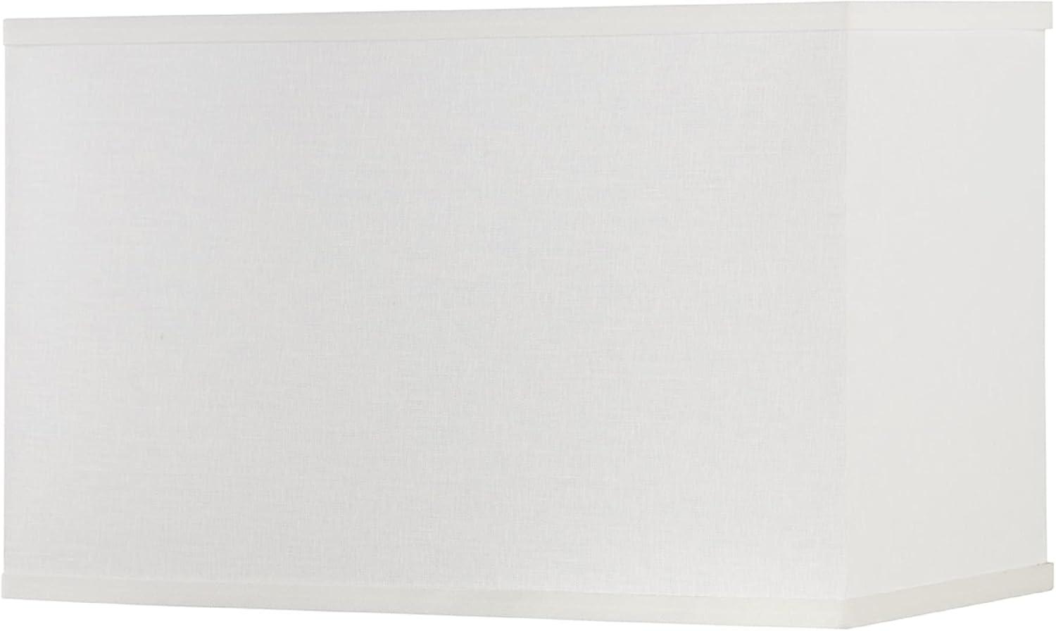 White Medium Rectangular Hardback Lamp Shade 16" Wide x 8" Deep x 10" High (Spider) Replacement with Harp and Finial - YfulYde